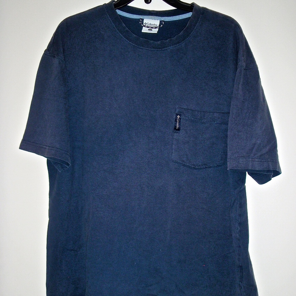 COLUMBIA SPORTSWEAR CO. MEN'S SHORT SLEEVED NAVY BLUE 100% COTTON T SHIRT SIZE L